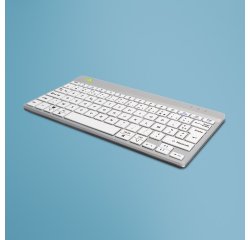 R-Go Tools Clavier ergonomique R-Go Compact Break, clavier compact avec logiciel de pause,AZERTY (FR), Bluetooth, blanc