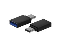 AISENS Mini Adaptador Aluminio USB 3.2 Gen1 3A, Tipo USB-C/M-A/H, Negro