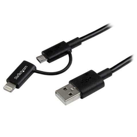 StarTech.com 1 m (3 ft.) 2 in 1 Charging Cable - USB to Lightning or Micro-USB for iPhone / iPad / iPod / Android - Apple MFi Certified - Multi Phone Charger - USB 2.0