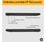 HP 15-fc0150nf AMD Ryzen™ 5 7520U Ordinateur portable 39,6 cm (15.6") Full HD 16 Go LPDDR5-SDRAM 1 To SSD Wi-Fi 6 (802.11ax) Windows 11 Home Argent
