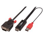 Lindy 41455 cavo e adattatore video 1 m HDMI + USB VGA (D-Sub) Nero