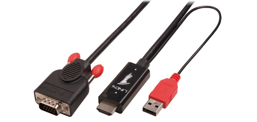 Lindy 41455 cavo e adattatore video 1 m HDMI + USB VGA (D-Sub) Nero