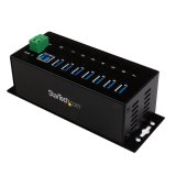 StarTech.com Hub USB 3.0 à 7 ports - 5Gbps - Hub USB-A industriel en métal avec protection ESD et protection contre les surtensions de 350W - Montage sur rail DIN, mural ou sur bureau - Hub d'extension USB conforme TAA