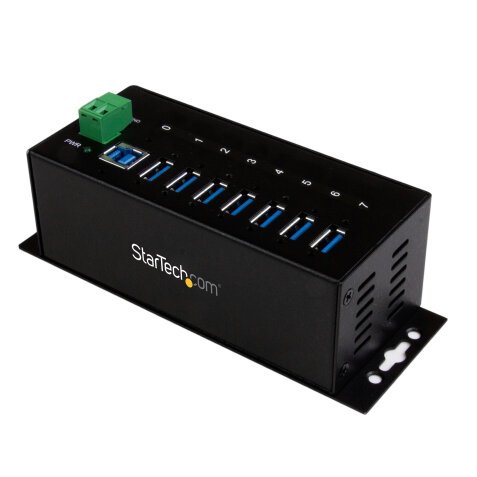 StarTech.com 7-Port USB 3.0 Hub - Metal Industrial USB-A Hub with ESD Protection & 350W Surge Protection - Din Rail, Wall or Desk Mountable - TAA Compliant USB Expander Hub