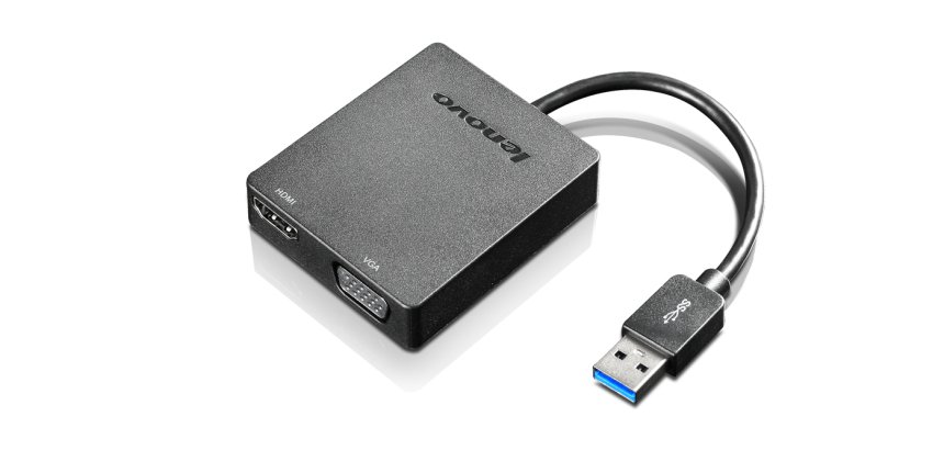 Lenovo Universal USB 3.0 to VGA/HDMI adaptateur graphique USB Noir