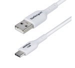 StarTech.com Cavo di Ricarica USB-A a USB-C da 2m - Cavetto di Carica Rapida USB-A a Type-C da 3A, Cavo Dati USB 2.0 rivestito in TPE - M/M - Bianco