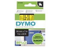 DYMO D1 étiquettes autocollantes authentiques | rouleau de 24 mm x 7 m | impression en noir sur fond jaune | autocollantes | pour étiqueteuses LabelManager
