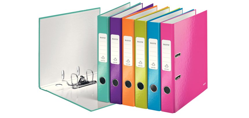 Classeur à levier WOW 180°, A4, 5 cm, carton pelliculé, assorti de couleurs