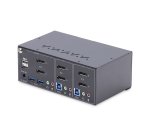 StarTech.com Switch KVM DisplayPort à 2 Ports, 4K 60Hz, 2 Ports USB 5Gbps, 2 Ports USB 2.0 HID, Commutation par Touches et Boutons-Poussoirs, Vonforme TAA - Audio 3.5mm, HDCP