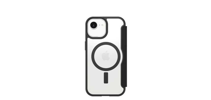 OtterBox React Folio voor MagSafe Series voor Apple iPhone 17e/16e/15/14/13, transparant/zwart - ProPack