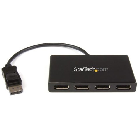 StarTech.com Hub MST de 4 Puertos DisplayPort 1.2 - Divisor Splitter DP de 4 Monitores - Adaptador DP a 4x DisplayPort 1080p - Alimentado por USB - Windows Solamente