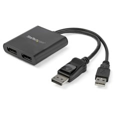 StarTech.com Hub MST de 2 Puertos DisplayPort 1.2 - Divisor Splitter DP de 2 Monitores - Adaptador DP a 2x DisplayPort 4K 30Hz - Alimentado por USB - Windows Solamente