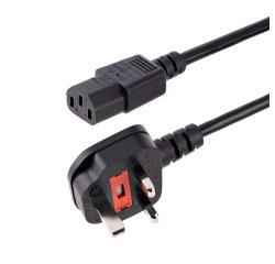StarTech.com Cable de 3m de Alimentación de Ordenador, 18AWG, BS 1363 a C13, 10A 250V, Cable de Alimentación de Repuesto, Cable de TV/Monitor, Adaptador de Corriente para el Reino Unido