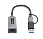 StarTech.com Adaptateur USB-C vers Ethernet avec Dongle USB-A, 10/100/1000Mbps, Adaptateur Réseau USB 3.0 vers Gigabit Ethernet, Câble de 15cm, Adaptateur USB GbE