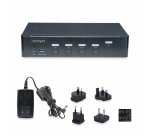 StarTech.com Switch KVM DisplayPort 4 Ports, Moniteur Unique 4K 60Hz, 6 Ports USB, Commutation par Touche de Raccourci et Bouton-Poussoir, DisplayPort 1.2, Commutateur KVM, Indépendant de l'OS, Conforme TAA