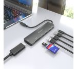 AISENS USB-C Dock 7 en 1, USB-C A, 1x HDMI, 2x USB-A, 1x USB-C, 1x USB-C PD 100W, 1x SD, 1x MicroSD, Gris, 15cm