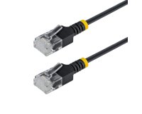 StarTech.com Câble Ethernet CAT6a Ultrafin Noir de 1m, FTP, Fil de Cuivre Nu Pur, Cordon Patch Réseau RJ45 fin 34AWG, Testé par Fluke Channel