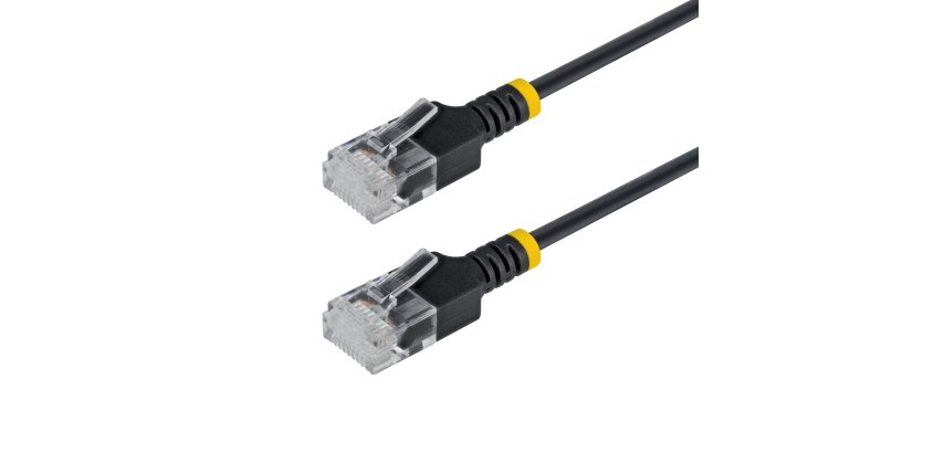 StarTech.com Câble Ethernet CAT6a Ultrafin Noir de 2m, FTP, Fil de Cuivre Nu Pur, Cordon Patch Réseau RJ45 fin 34AWG, Testé par Fluke Channel