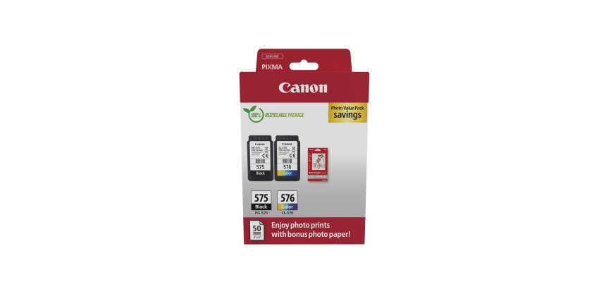 Canon PG-575 - CL-576 Pack cartouches 4 couleurs + papier photo pour imprimante jet d'encre