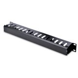 StarTech.com Panneau de Gestion de Câbles pour Rack 1U à Goulotte Horizontale avec Couvercle - Goulotte de Câbles pour Rack de Serveur - Organisateur / Gestionnaire de Câbles pour Rack