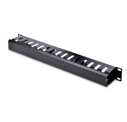 StarTech.com Panneau de Gestion de Câbles pour Rack 1U à Goulotte Horizontale avec Couvercle - Goulotte de Câbles pour Rack de Serveur - Organisateur / Gestionnaire de Câbles pour Rack