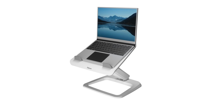 Support fellowes ordinateur portable hana lt egalage optimal hauteur et inclinaison systeme passe cable integre blanc