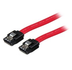 Cable SATA con Cierre de Seguridad de 18 pulgadas, 0,457 m, SATA III, SATA 7-pin, SATA 7-pin, Macho/Macho, Rojo