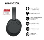 Sony WH-CH720 Auriculares Inalámbrico y alámbrico Diadema Llamadas/Música USB Tipo C Bluetooth Negro