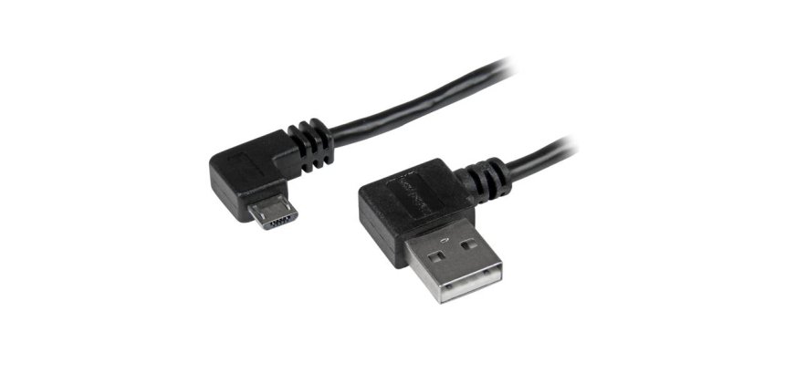 StarTech.com Câble USB A vers Micro B de 2 m avec connecteurs coudés à angle droit - M/M - Noir