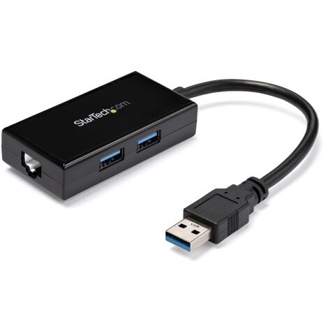 StarTech.com Adaptador de Red Ethernet Gigabit Externo USB 3.0 con Concentrador Incorporado de 2 Puertos USB