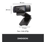 Logitech C920 HD Pro Webcam, Videochiamata Full HD 1080p/30fps, Audio Stereo ?Chiaro, ?Correzione Luce HD, Funziona con Skype, Zoom, FaceTime, Hangouts, ??PC/Mac/Laptop/Tablet/Chromebook - Nero