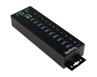 StarTech.com Hub Industrial de 10 Puertos USB 3.0 - 5Gbps - Ladrón Concentrador USB-A con Protección Antiestática ESD y Protección de Picos - de Montaje en Carril DIN Pared o Escritorio - Hub TAA