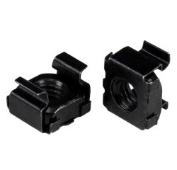 StarTech.com Lot de 100 Écrous Cage M6 à Trous Carrés et Outil d'Installation pour Baies de Serveurs, Armoires et Boîtiers de 19" ou 10", Noir - TAA