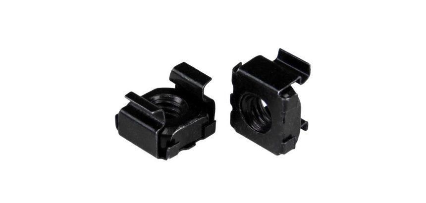 StarTech.com Lot de 100 Écrous Cage M6 à Trous Carrés et Outil d'Installation pour Baies de Serveurs, Armoires et Boîtiers de 19" ou 10", Noir - TAA