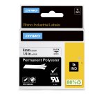 DYMO Rhino Etiquetas industriales permanentes de poliéster | 6 mm x 5,5 m | Impresión en negro sobre blanco | Autoadhesivas | Para rotuladoras Rhino y LabelManager