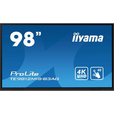 iiyama TE9812MIS-B3AG Écran d'affichage dynamique En forme de kiosk 2,49 m (98") LCD Wifi 400 cd/m² 4K Ultra HD Noir Écran tactile Intégré dans le processeur Android 11 24/7
