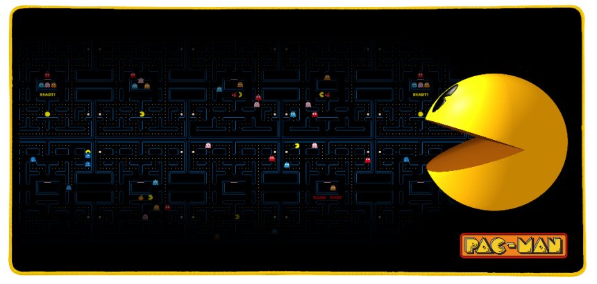 Konix PacMan Alfombrilla de escritorio XL para juegos Negro, Azul, Amarillo