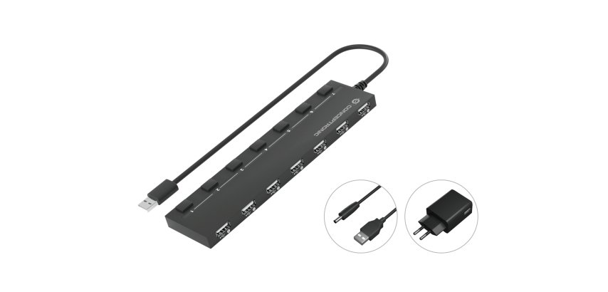 Conceptronic HUBBIES08BP hub di interfaccia USB 2.0 480 Mbit/s Nero