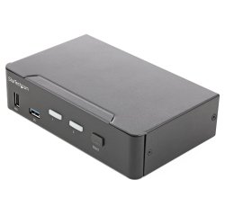 StarTech.com Commutateur KVM HDMI, 2 Ports - Moniteur Unique 4K 60Hz Ultra HDR - Commutateur KVM de Bureau HDMI 2.0 avec Hub USB 3.0 à 2 Ports (5Gbps) et 4x USB 2.0 HID, Audio - Commutation par Touches - TAA