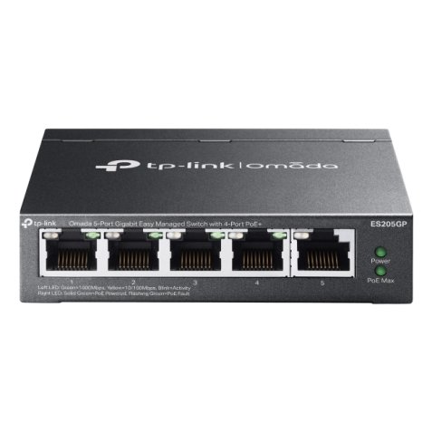 TP-Link Omada ES205G Gestionado Gigabit Ethernet (10/100/1000) Energía sobre Ethernet (PoE) Negro