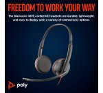 HP Poly Blackwire 3225 Stereo USB-C Headset +3.5mm Plug +USB-C/A Adapter (Bulk)