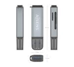 AISENS Lector De Tarjetas SD, Micro SD, MMC, Rs-MMC, MMC Micro, USB-A, Gris