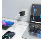 AISENS Cargador GaN 100W, 2x USB-C PD3.0 QC4.0 QC5.0, 1x USB-A QC3.0, Negro