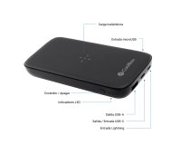 CoolBox POWERBANK QI INALAMBRICO/USB-A/USB-C/MICROUSB/LIGHTING 10.000MAH NEGRO