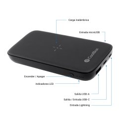CoolBox COO-PB10KW-BK1 batería externa 10000 mAh Cargador inalámbrico Negro