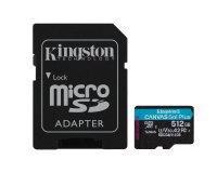 Kingston Technology Tarjeta microSDXC Canvas Go Plus Gen4 de 512 GB, 200 MB/s, A2 U3 V30 y adaptador