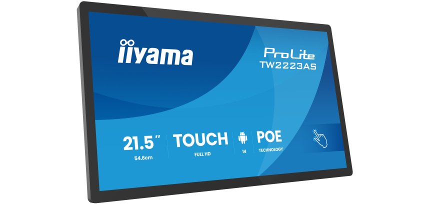 iiyama TW2223AS-B3P Écran d'affichage dynamique Écran plat interactif 54,6 cm (21.5") Wifi 450 cd/m² Full HD Noir Écran tactile Intégré dans le processeur Android 24/7
