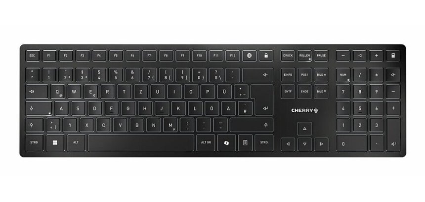 CHERRY KW 9100 SLIM clavier Universel RF sans fil + Bluetooth QWERTY Portuguais Noir, Gris