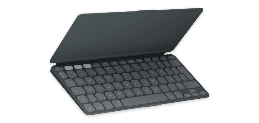 Logitech Keys-To-Go 2, teclado inalámbrico portátil para iPad con tapa integrada, estilizado y compacto, para iPad, iPhone, Mac y Apple TV, para alternar fácilmente entre dispositivos, Grafite