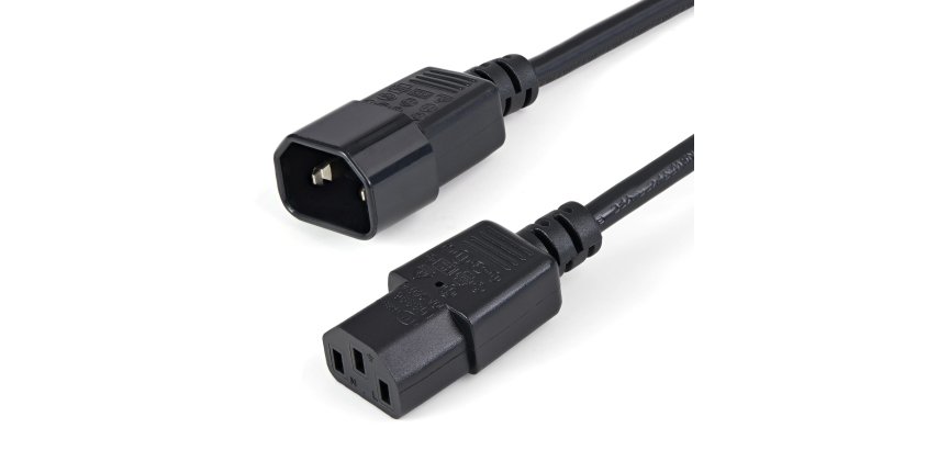 StarTech.com 1 m Stromkabel Verlängerung, C14 auf C13, 10A 125V, 18AWG, Stromkabel Verlängerung für Computer, IEC-320-C14 auf IEC-320-C13 AC Netzteil Stromkabel Verlängerung, UL gelistet